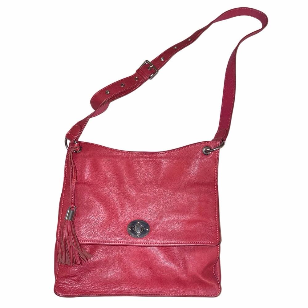 Clements Ribeiro red genuine leather purse handbag crossbody shoulder bag sleek